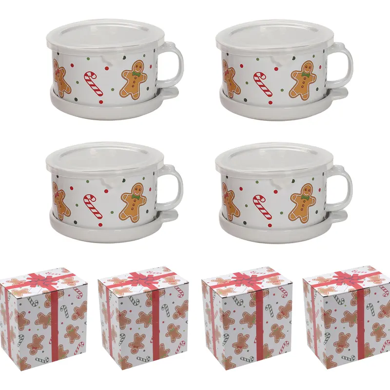 Temp-tations Set of (4) 25-oz Mug Meals w/ Lid-its & Gift Boxes