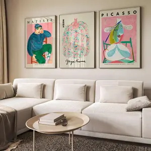 Gallery wall Henri Matisse Pablo Picasso Yayoi Kusama Set of 3 prints Wall art for living room Modern prints Famous artists Above bed set