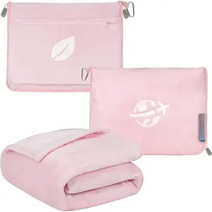 Travel Blanket and Pillow, Arms Opening Airplane Blankets for Adults, Compact Plane Blanket with Arm Hole 2-in-1 Bag for Flight  Camping Fit in Luggage Backpack Traveler ,