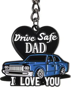 Drive Safe Keychain for Dad-I Love you Dad Gifts from Daughter Son Wife, Key Chain Gifts Idea for Daddy Father’s Day, Christmas, Birthday with Gift Box and Note Card