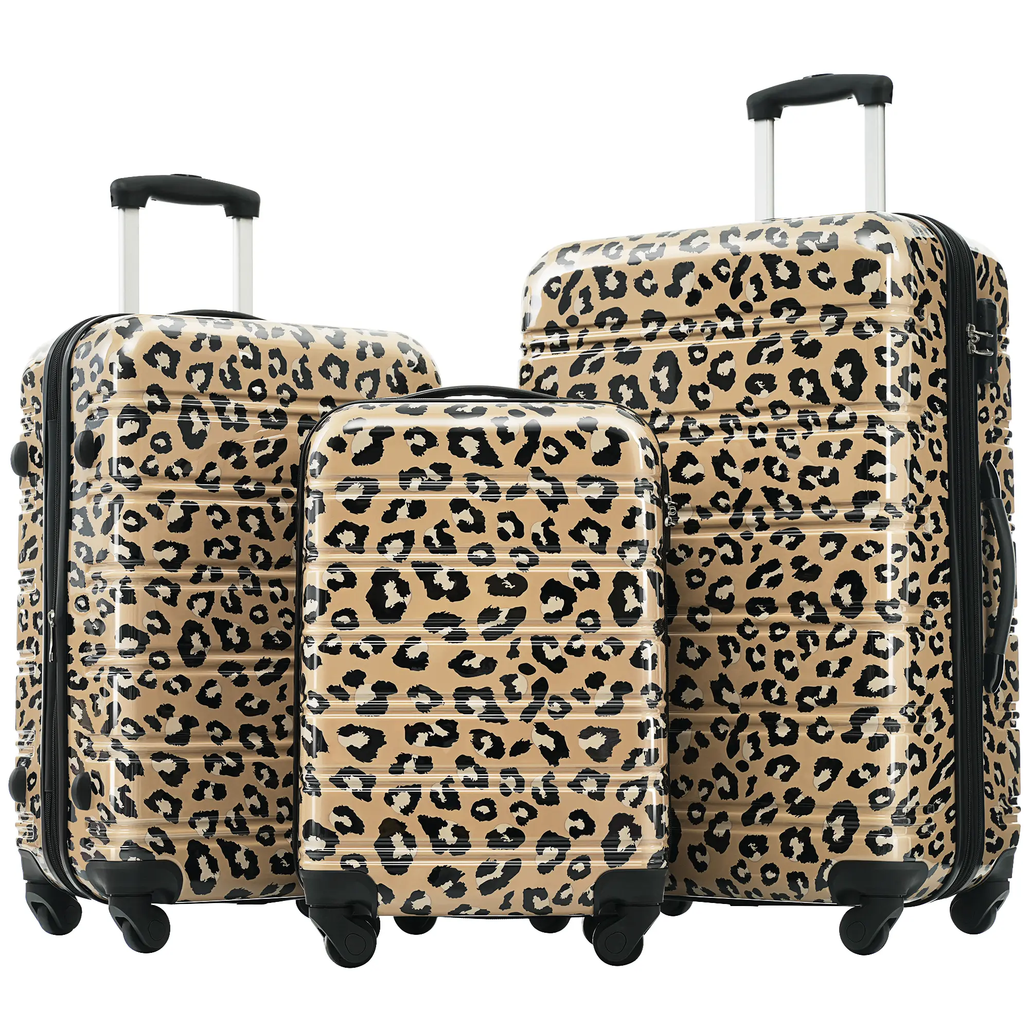 Hard Shell Luggage Set – 3 Rotating Suitcases with TSA Light Locks, 20" + 24" + 28"