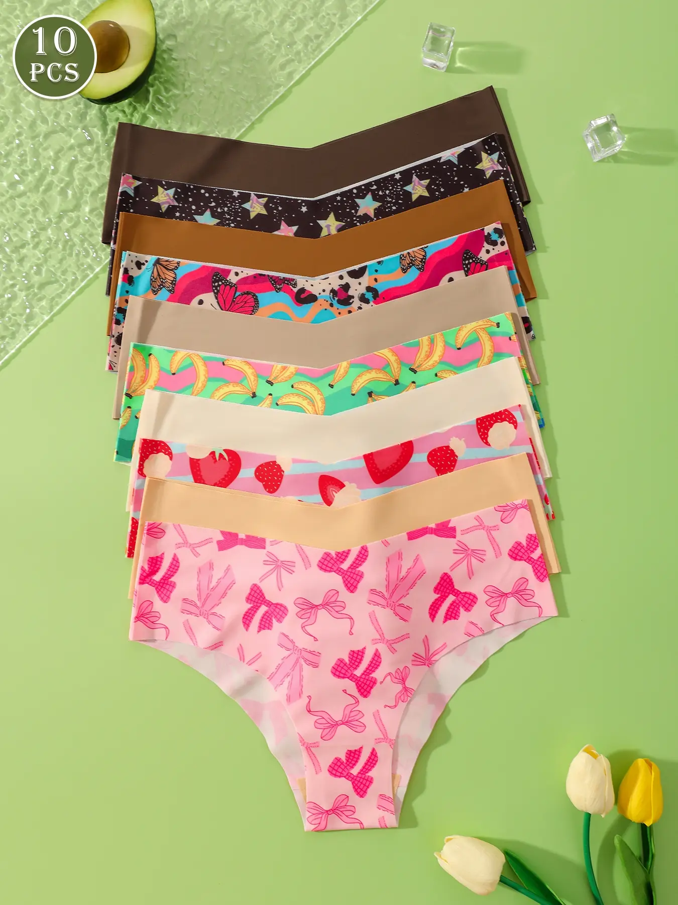 5/10 Pcs Women's Briefs Set, Slim-Fitting Low Waist Underwear, Plain Pattern, Sexy Style, All Seasons, Simple Design, China Origin
