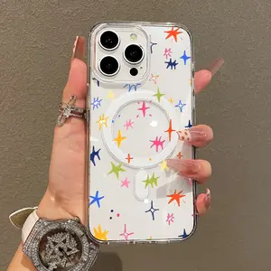 Soft Girl Magnetic Case for iPhone11/12/13/14/15/16/17/promax, Starry Pattern Lightweight, Drop-Proof, MagSafe Compatible | Perfect for Teen Girls