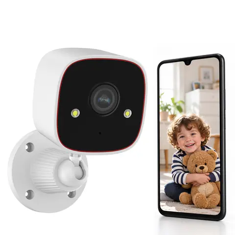 Jennov 1296P Full-HD Wi-Fi Digital Security Camera - Indoor/Outdoor, IP66 Waterproof, AI Human Motion Detection, 2-Way Audio, Floodlight, Night Vision, Siren+Flash Alert, App/Alexa Compatible, Wall Mount, Recording, Micro SD Slot, Smart Home Gadget