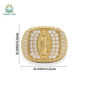 Virgin Mary Design Ring，Jesus Ring，Virgen de Guadalupe gold plated ajustable ring