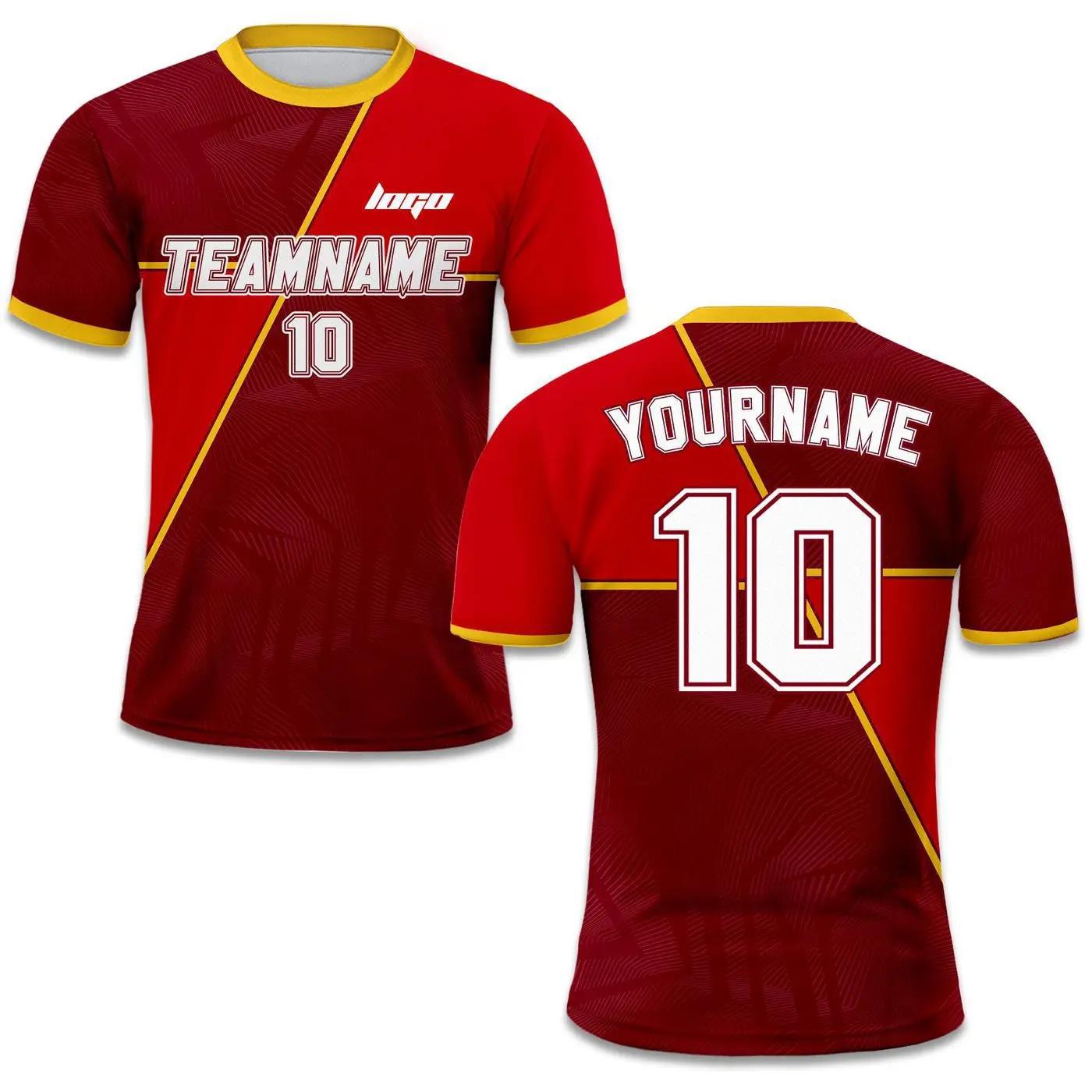 Custom Soccer Jersey with Team Name & Number Personalized Adult Uniform in Red Sublimation