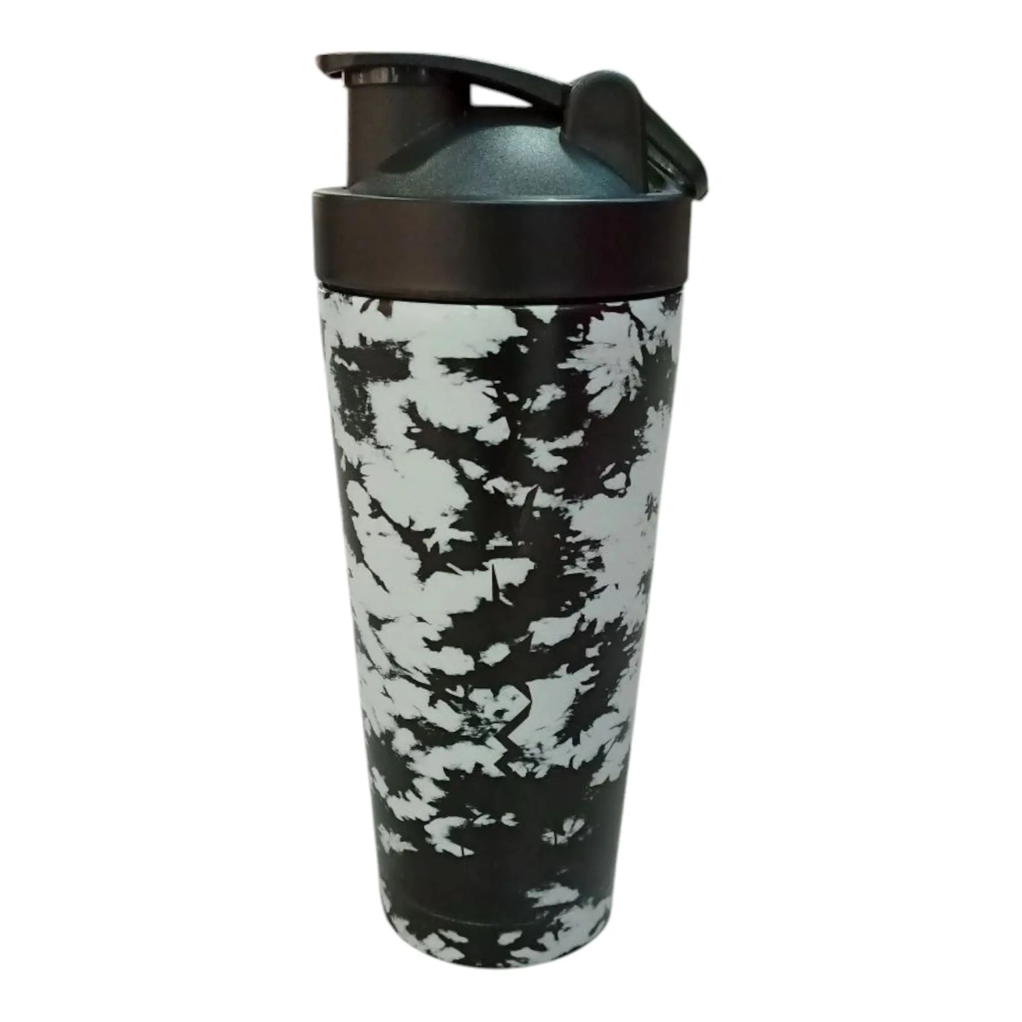 Macky 32oz Portable Reusable Wide Mouth Shaker Bottle - Black & White, with Lid (Bar Utensil for Kitchenware)