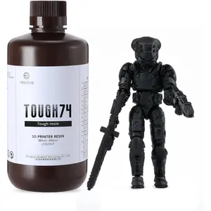 RESIONE Tough 74 3D Printer Resin, Impact-Resistant Photopolymer for LCD DLP MSLA– Wear-Resistant, Low Shrinkage, Durable Resin for Action Figures, Tabletop Miniatures & Joints, Black, 1KG