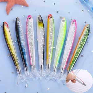 Random Color Fish Shaped Gel Pen (5 Counts), Creative Gel Pen, Glitter Gel Pens, Cute Office Pen, Writing Pen for Students, Office Stationery & Supplies, School Supplies, Glitter Ballpoint Pen