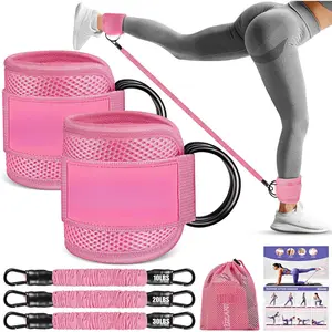 Ankle Resistance Bands with Cuffs, Ankle Weights Bands for Working Out, Women Leg and Glutes Workout Equipment, Exercise Bands for Kickbacks, Butt and Booty Trainer, Home Gym Fitness Equipment