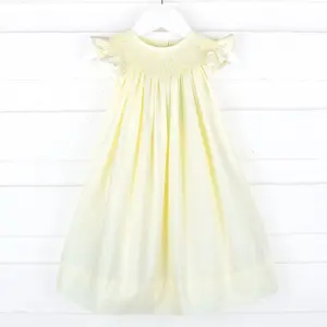 Shine Like A Pearl Yellow Smocked Dress for Girls - Perfect for Special Occasions