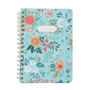 Spiral Notebook College Ruled 80 Pages with Pockets, A5 Lined Journal for Women,  Wire Binding Notebook for Office  School Supplies
