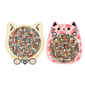 135-Piece Morandi Cat Puzzle, Cute Cat Shaped Irregular Wooden Jigsaw Puzzle, Two Adorable Styles Optional, Single/Bundle Set Available, Stress Relief Decorative Puzzle Toy, Creative Gift for Cat Lovers Adults & Kids