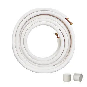 50-Foot Mini Split Line Set With 3/8-Inch And 5/8-Inch O.D Copper Tubing, Triple-Layer Insulation, Wrapping Strips Included, Suitable For Mini Split Air Conditioning Systems, Refrigerant Lines Or Heating Pumps, HVAC Equipment