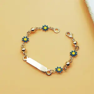 Turkish Evil Eye Chrysanthemum Bracelet | 14K Gold-Plated Dainty Jewelry