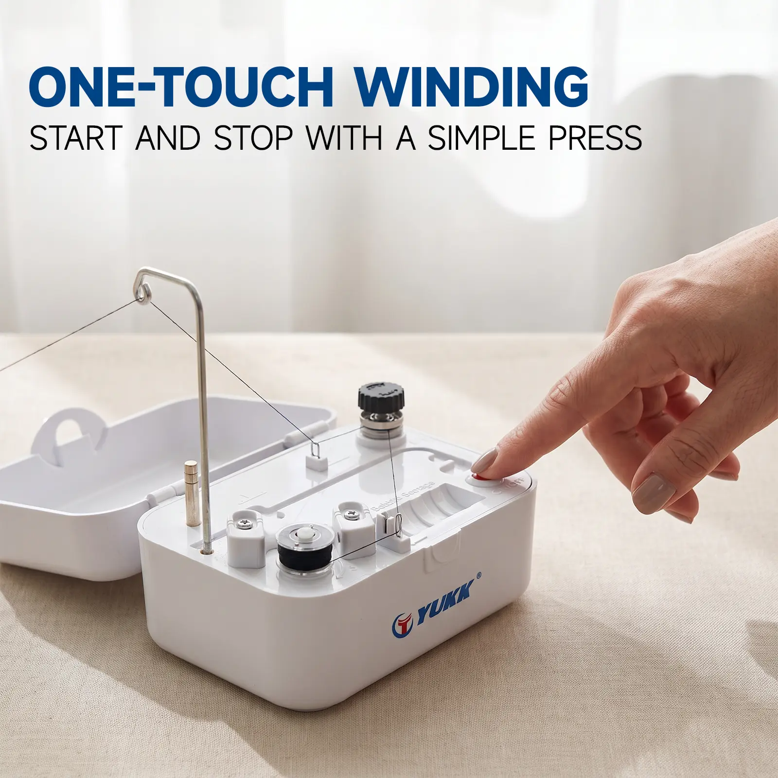 ZORIQQ Portable Rechargeable Sewing Machine Bobbin Winder, 1-Click Start, Automatic Stop Function, Sewing Tool for Textiles & Soft Furnishings Supplies