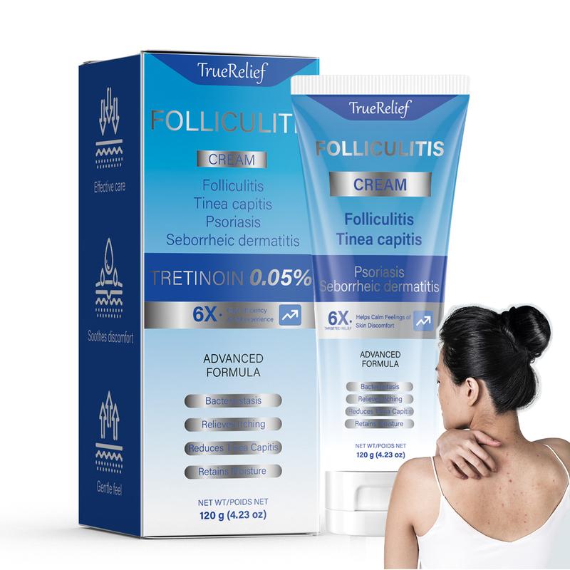 TrueRelief Organic Soothing Folliculitis Cream 120g for Scalp Face & Body Care Effective Treatment with Gentle Ingredients