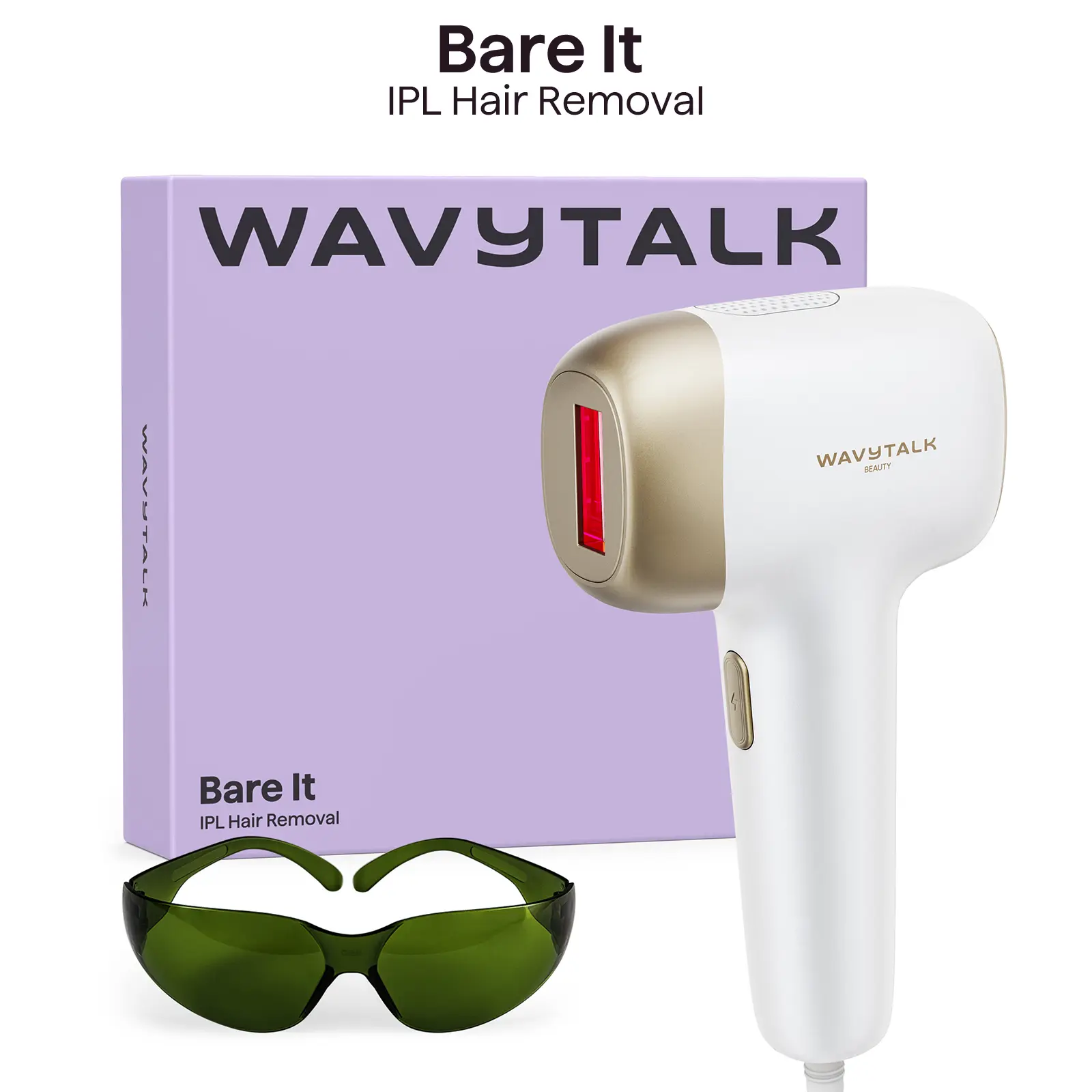 Wavytalk Bare It IPL Hair Removal with Ice Cooling, 3 Modes & 24J Dual-Pulse for Salon-Level Results on Face, Body & Bikini, Painless & Precise
