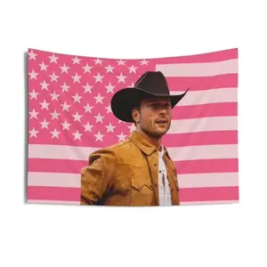 Glen Powell Pink American Flag Tapestry, Aesthetic Wall Flag, Funny Room Decor Banner, Glen Powell Fan Gift, Dorm Wall Hanging