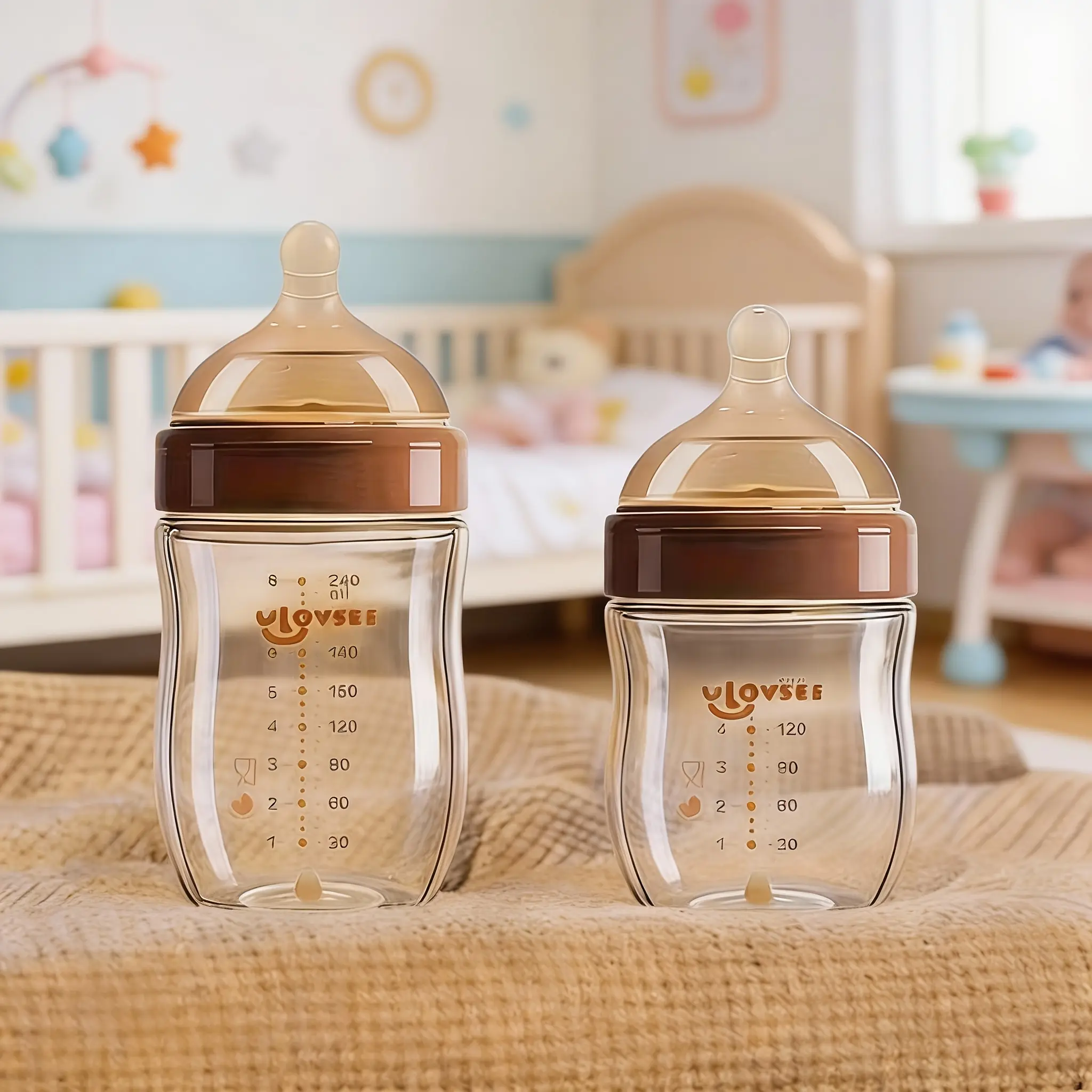 4oz, 5oz, 8oz Wide-Neck Glass Baby Bottles with Air Balance Valve, Ideal Gift for Breastfeeding Moms, Breastfeeding Support | Ergonomic Design | Durable Glass,The Perfect Gift for Your Little One.