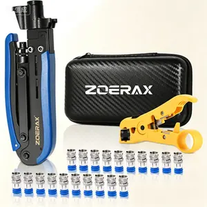 Cable Crimper Tool with Stripper, 20PCS F Connectors – Coax Compression Tool for RG6, RG59, RG11 Cables – TV, Internet, Satellite Installation & Home Networking