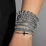 Metal Chain Design Cross Bracelet Set, Multi-Layer Beaded Fashion Accessory, Unisex Punk Style Jewelry, 11 Pieces Bracelet Stacks, Stacked Design Bracelets, Layered Bracelet Set