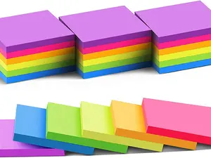 (24 Pack) Sticky Notes 3x3 in Post Bright Stickies Colorful Super Sticking Power Memo Pads, Strong Adhesive, 74 Sheets/pad