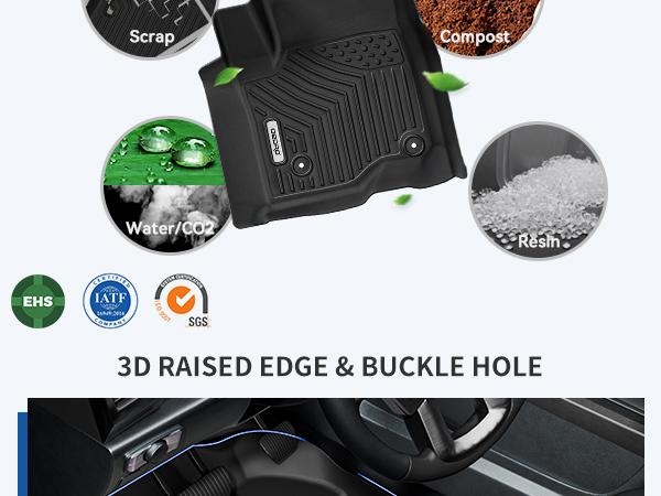 YITAMOTOR Floor Mats Fit for 2019-2024 Chevrolet Silverado/GMC Sierra 1500 & 2020-2024 Chevrolet Silverado/GMC Sierra 2500HD/3500HD Double Cab Bench, NO Rear Underseat Storage Box Custom 2 Row Floor Liner Set