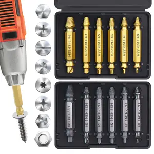 12 Pack Screw Extractor Set for Men Husband Gifts Golden Silver Easy Remove Rusty Broken Screws Hardware Drill Tools High-Quality