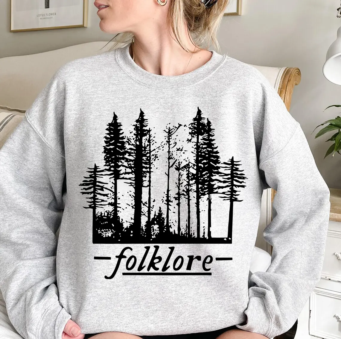 Folklore Sweatshirt, Folklore Sweatshirt with Enchanted Forest Print, Nature Sweater Womenswear