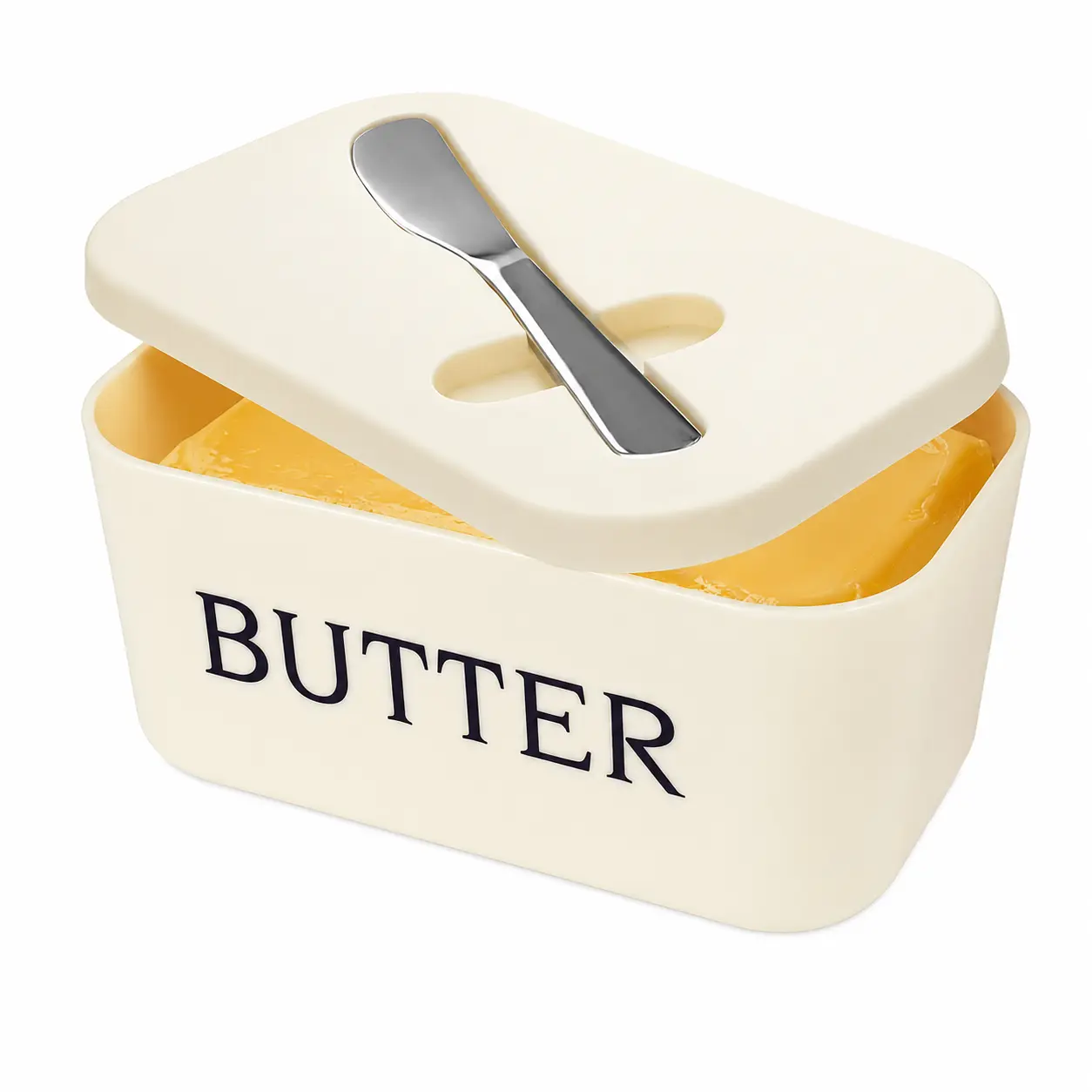 High-Quality Food-Grade Plastic Butter Dish with Matching Butter Knife Set, Household Kitchen Restaurant Butter Storage & Daily Table Serving, Multi-Purpose Sealed Kitchen Serving Tray Utensil Kit, Dustproof Portable Easy Clean Kitchenware Supply
