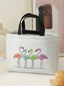 Women's Casual Handbag Lunch Bag, Large Capacity Picnic Food Beverage Carrier, Random Print Pattern, All Seasons Use