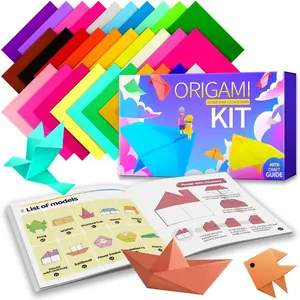 SQ-HDJ012 Origami Paper, 220pcs 17 Colors 6x6 inch, Double Sided, Craft Kit with Guide.
