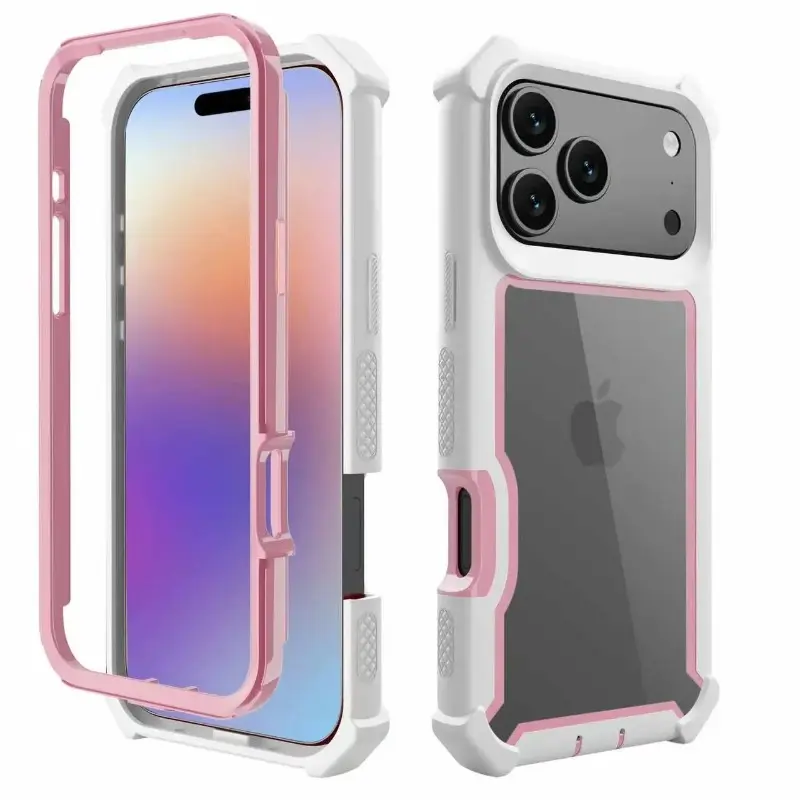 New Luxury transparent 2-in-1 sturdy shockproof protective cover for iPhone 17 Air 16 13 14 15 Pro Max Plus non-slip case
