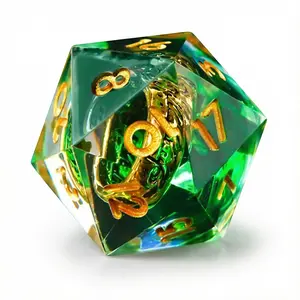 LOTR Style DND Dice Resin Polyhedral D20 with Ring Inclusion for RPG Gaming Durable Resin Material Unique Ring Design Ideal for Role-Playing Games roll dice Vibrant Orange and Yellow Icosahedron Dice Set Liquid Core Dragon