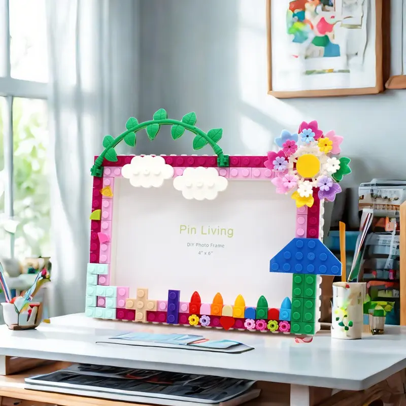 1pc Fairy Tale House Block Frame, Handmade DIY Assembly, Best Friend Gift, Desktop Decor, Photo Frame, 6r Size, Decorative, Aesthetic Room Decoration