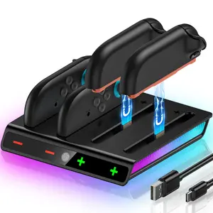 4 in 1 Charging Dock Compatible with Nintendo Switch 2 (2025) for Joycon Controller, Joypad Charger with Dynamic Lights & LED Indicator, 2H Fast Charge Stand Station for Switch 2 Joy Con