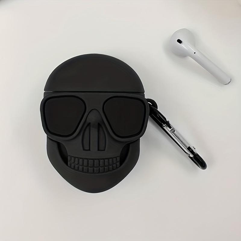 Airpods protective case, featuring a hip-hop skull design, made of durable silicone material, a perfect gift for friends and family