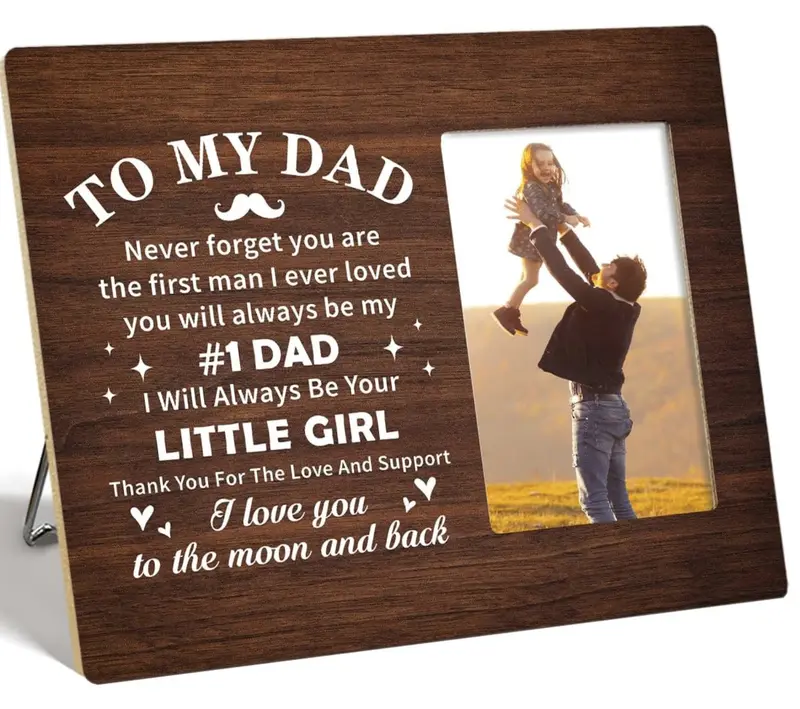 Dad Picture Frame,Gifts for Father from Daughter,Christmas Fathers Day Birthday Gift for Dad,Father I Will Always Be Your Little Girl Wooden Photo Frame