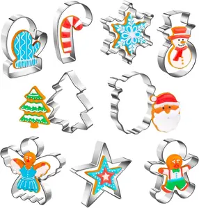 Christmas Cookie Cutters Set of 9 Pieces, Wmtidene Cookie Cutters Shapes for Winter Holiday, Metal includes Christmas Tree,Snowflake,Gingerbread