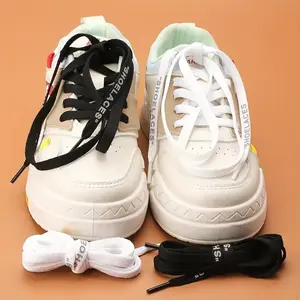 Stylish Reflective 'SHOE LACES' Print Shoelaces in Black & White, Durable Polyester, Perfect for Sneakers & Canvas Shoes, Shoe