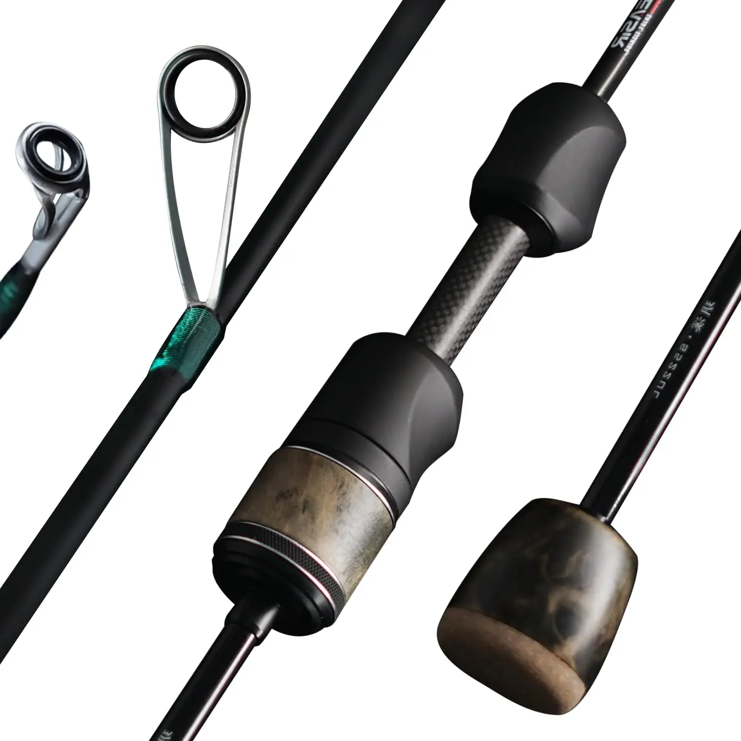 Stream Fishing Rod, Ultralight Spinning Rod Travel  Casting Rod, 2 count, Fuji A O Ring Guide, Solid  Handle, 40T Carbon Fiber, Compact Fishing Pole for Saltwater Freshwater Trout Bass
