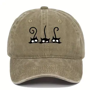 Three Cute Cat Printed Baseball Hats for Men and Women Outdoor Leisure Sunshade Duck Tongue Hats