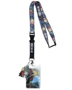 Fullmetal Alchemist: Brotherhood ID Lanyard Breakaway Badge Holder Character Card and Acrylic Charm for Keys Keychain