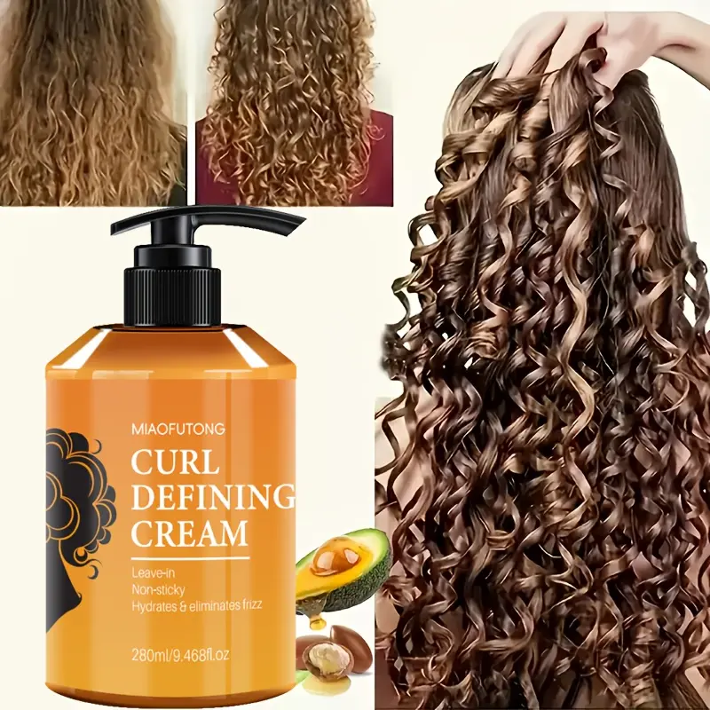 9.47oz Argan Oil Curl Defining Cream - Hydrating Styling Conditioner for All Hair Types | Enhances Shine, Boosts Volume | Ideal for Dry & Frizzy Hair (Frizz Control & Moisture Lock)
