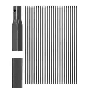 VEVOR Staircase Balusters 31 Pack, 44 Inch Durable Carbon Steel Stair Balusters, 0.5 Inch Indoor Square Metal Spindle Railing, Corrosion-Proof Hollow Deck Railing with Pre-Drilled Holes, Matte Black