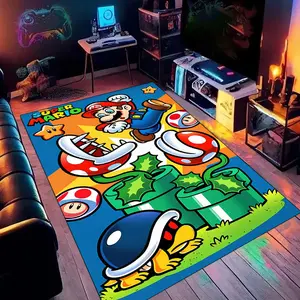 Super Mario Cartoon 11 Cartoon Printed Carpet, Home Living Room Bedroom Office Chair Under Carpet, Gift for Family and Friends for Festive Occasions, Christmas Decoration Carpet