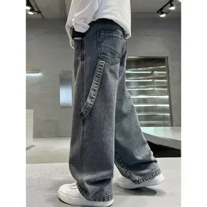 Boys' Casual Pants KD5940646 - Spring/Fall Non-Stretch Jeans for Mid-Size Boys, 35% Cotton 65% Polyester, Hand Washable Solid Color, Regular Fit, Playdates & Casual Attire