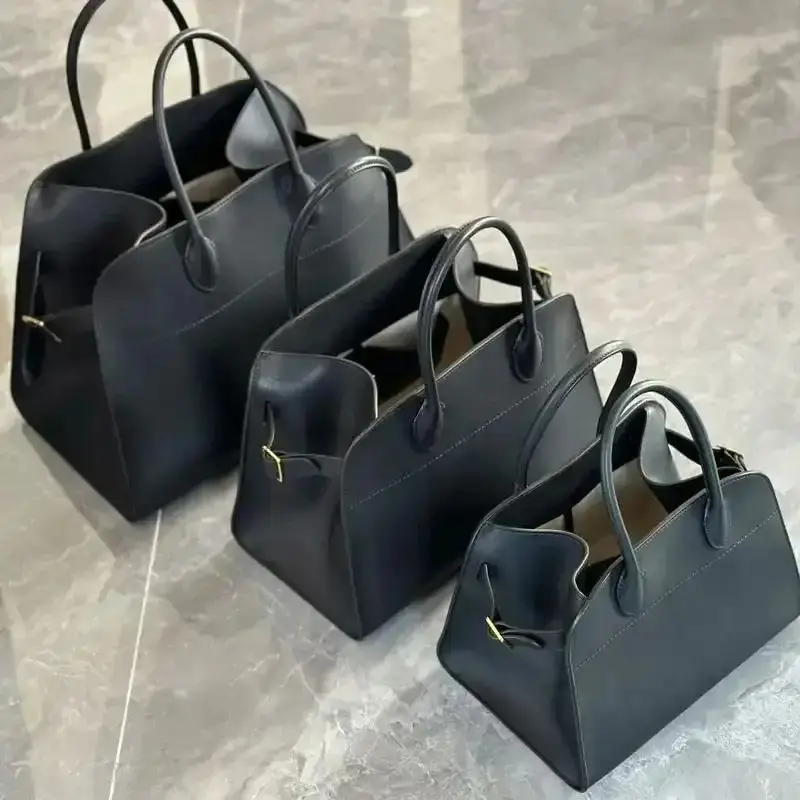 Women's Designer Genuine Leather Sleek Minimalist Oversized Leather Commuter Tote Handbag Timeless Large‑Format Top‑Handle Leather Work Tote Bag