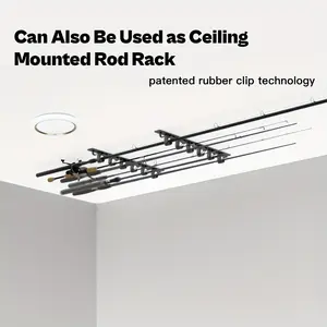 2 New 6-Slot Clamp-On Horizontal/Overhead Fishing Rod Holder, Easy Installation